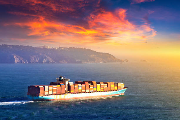 Container Ship at sunset
