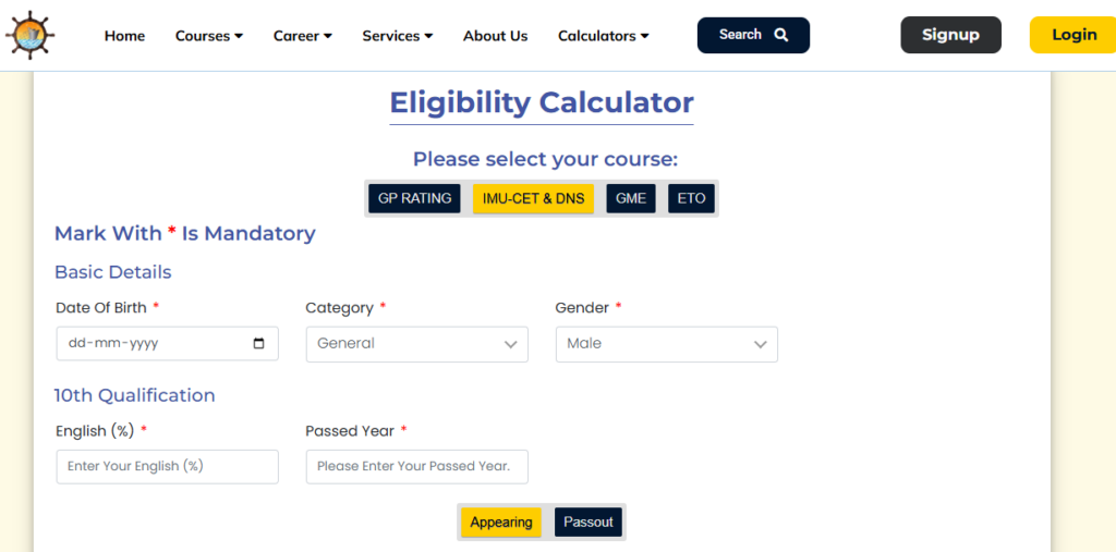 Merchant Navy Eligibility Calculator