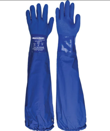 Synthetic or PVC long-sleeved gloves