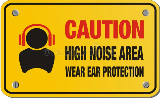 Safety sign showing high noise area